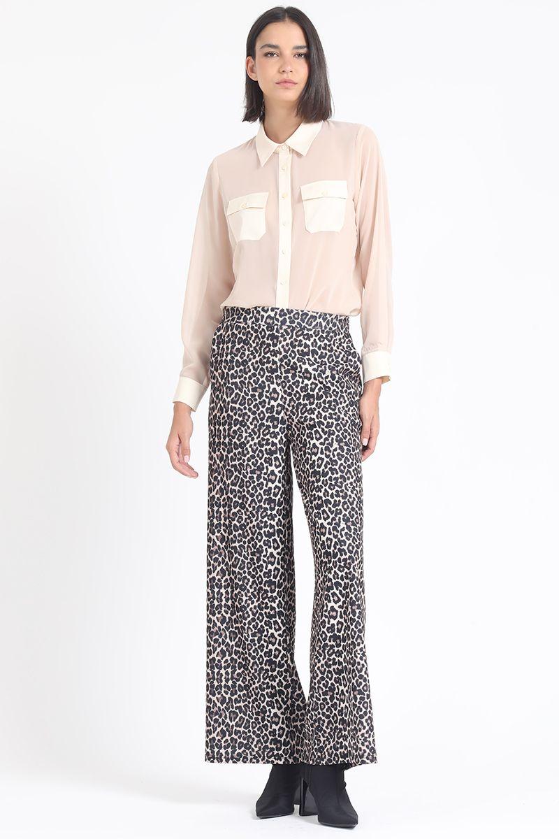 Blusa Gasa, Aplicación Satin, Beige Liola-2