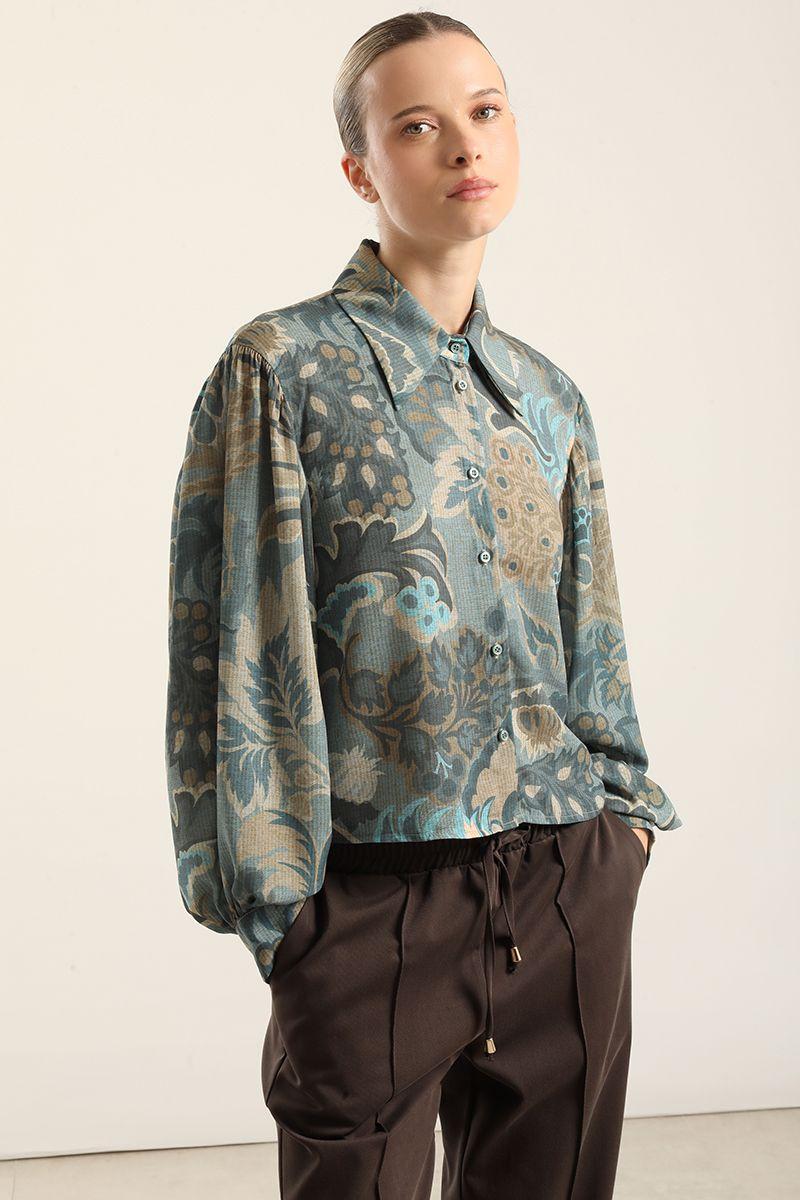 Blusa estampado retro, azul Liola-2