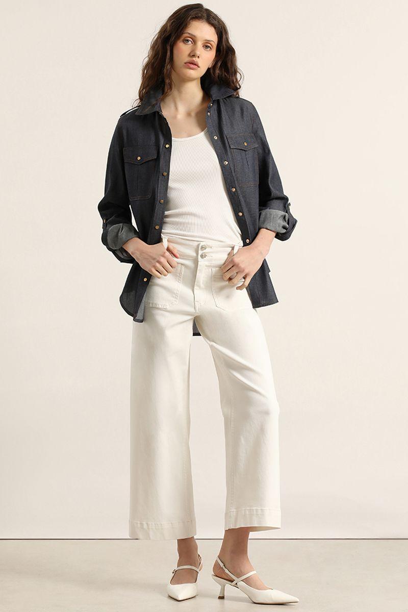 Blusa efecto denim, indigo Liola-1