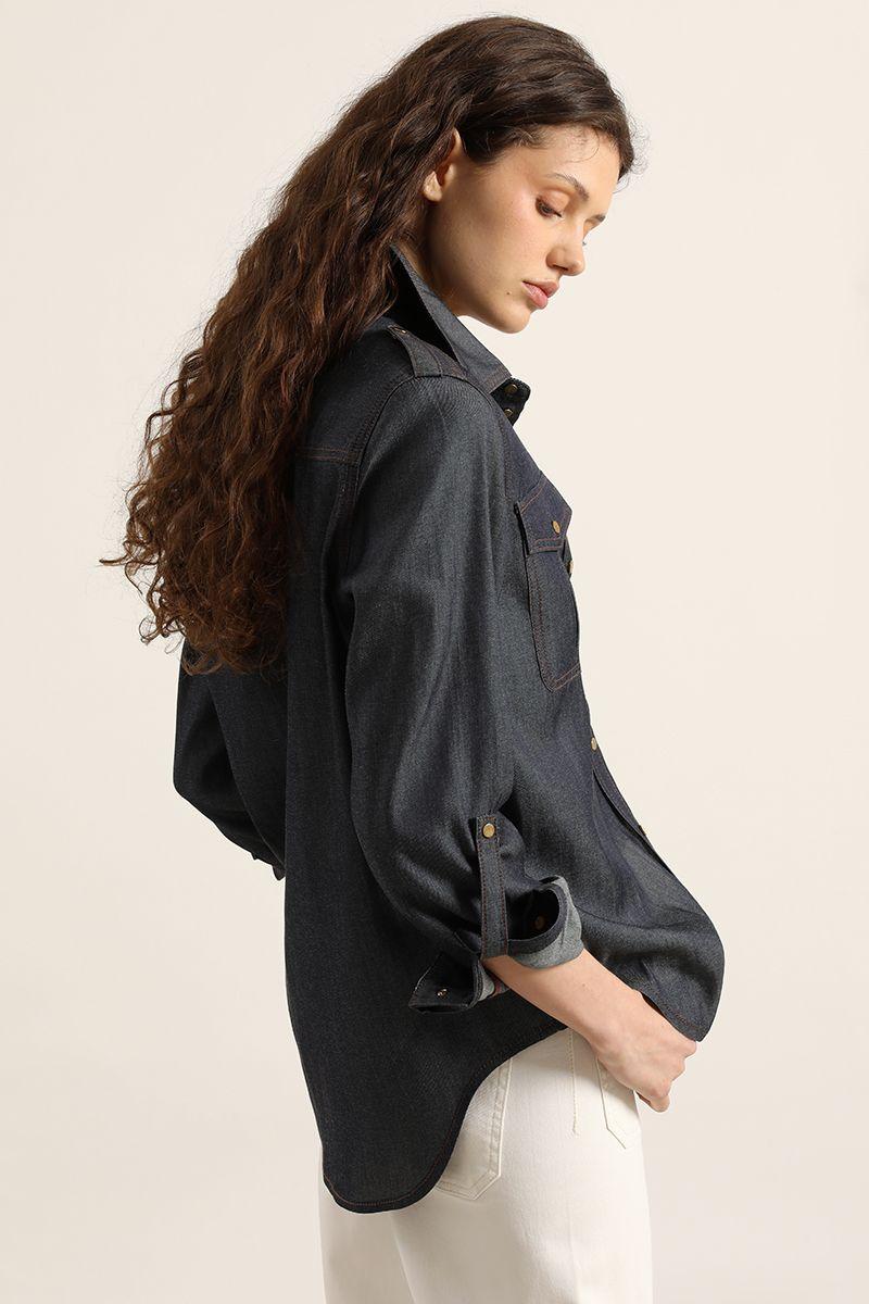 Blusa efecto denim, indigo Liola-5
