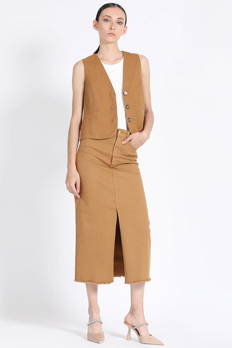 Falda Midi Jeans Camel Liola-4
