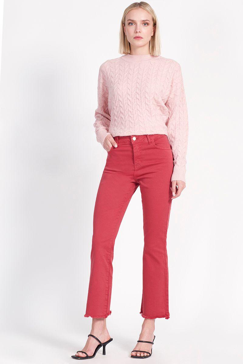 Pantalon Flare Algodón Spandex Guinda Liola-1