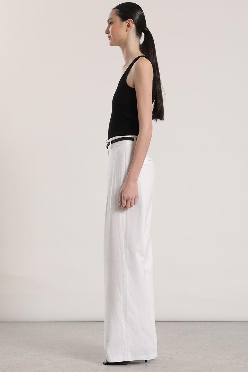 Pantalón ancho cinturón lino liola mujer crudo-2