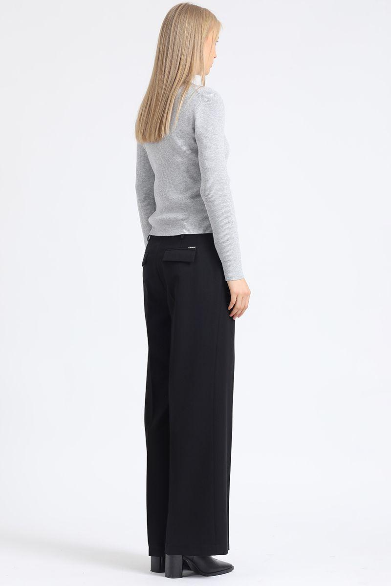 Pantalon Ancho, Tiro Medio, Negro Liola-4