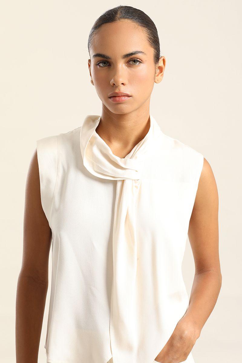 Top Cuello Entrelazado, Beige Liola-2