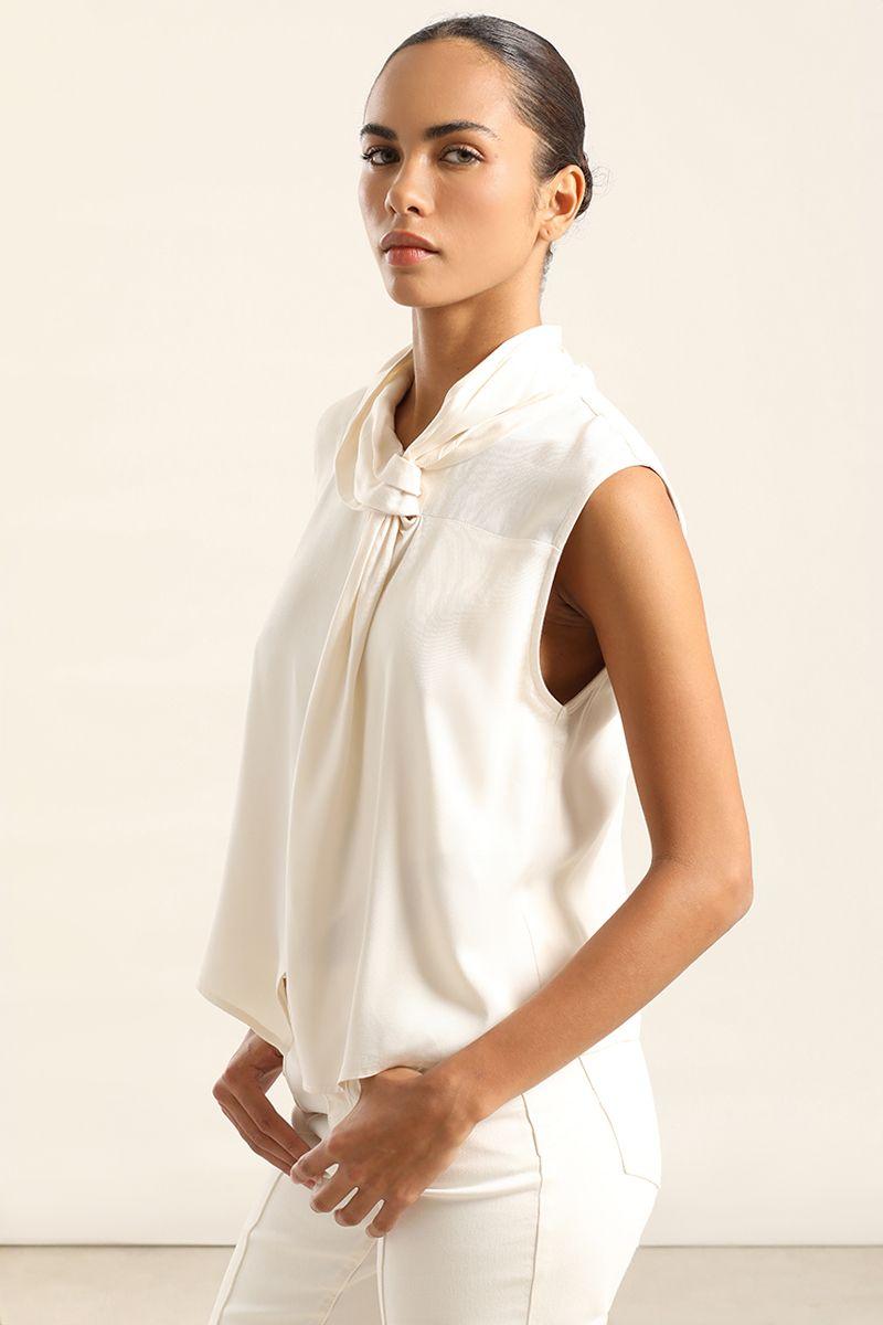 Top Cuello Entrelazado, Beige Liola-3