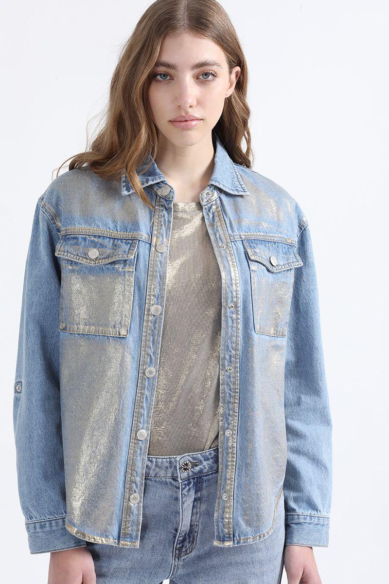 Chaqueta Sobrecamisa Denim Folia, Azul Liola-2