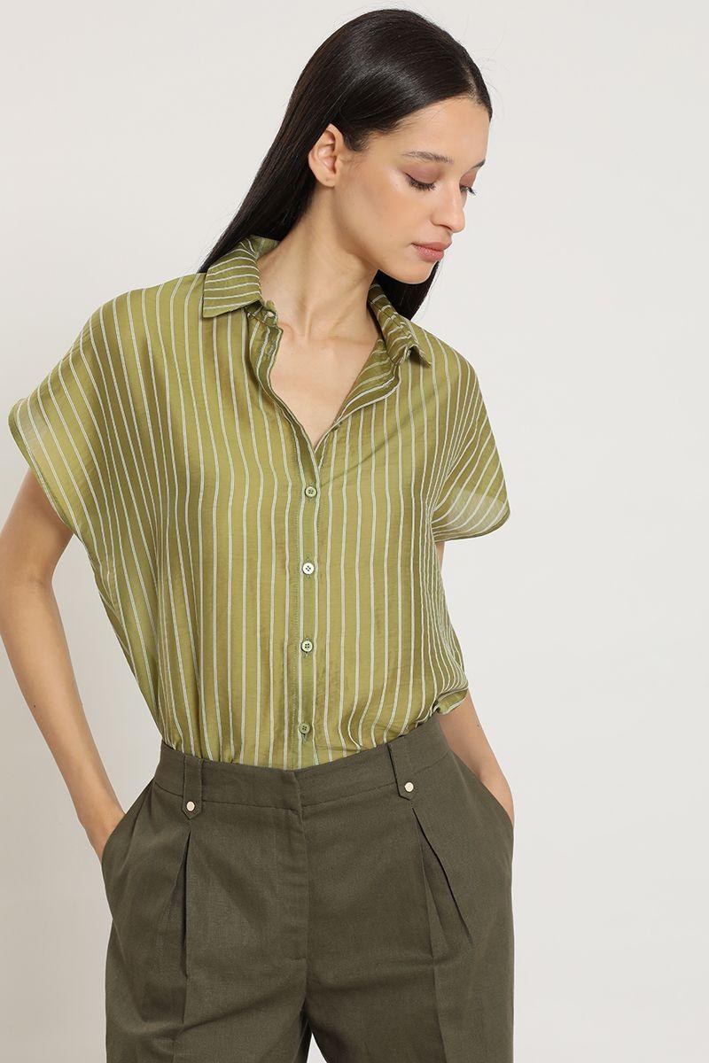 Blusa rayas fantasía, verde Liola-2