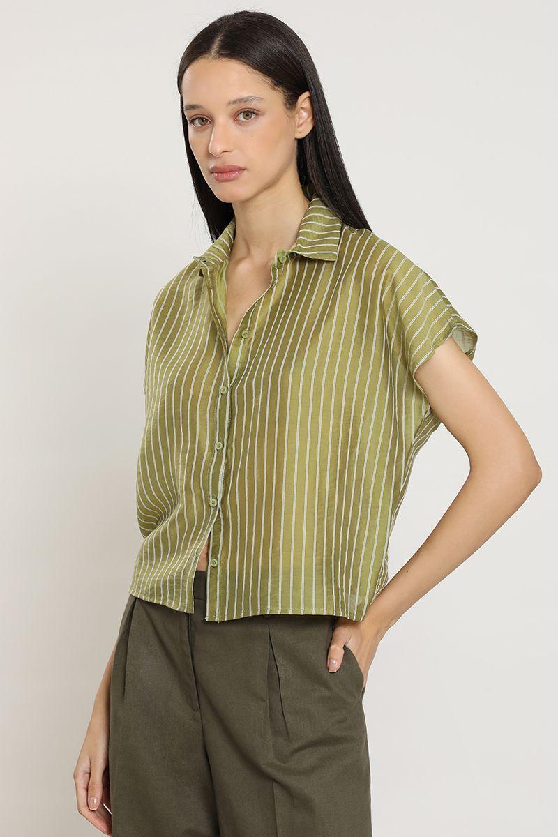 Blusa rayas fantasía, verde Liola-4