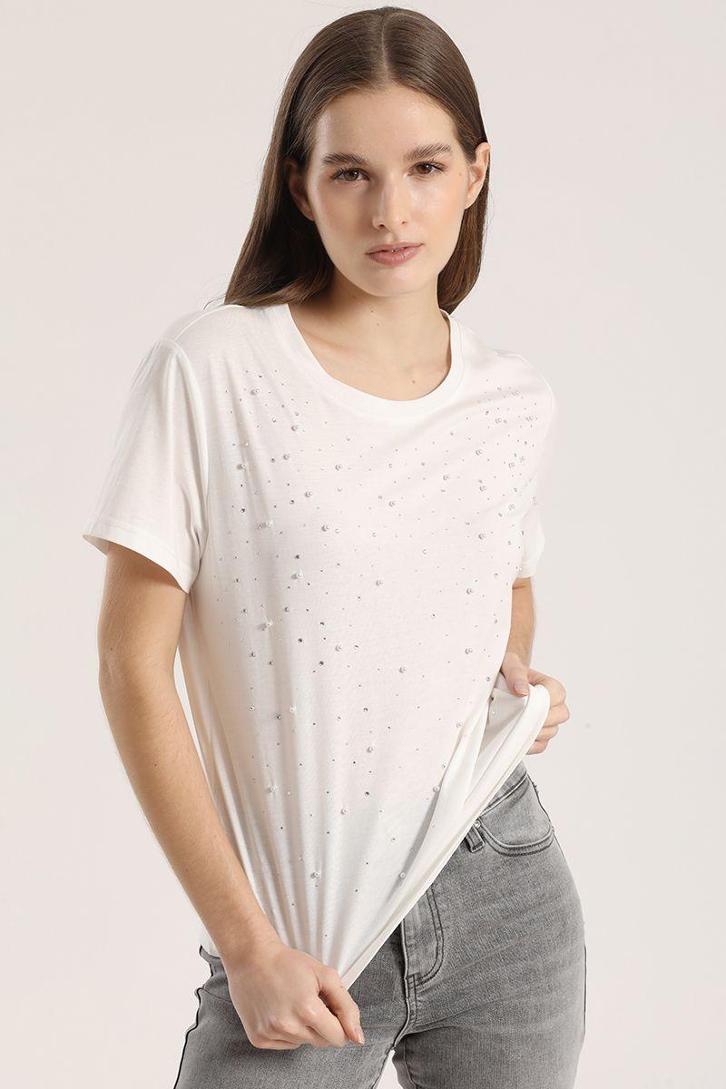 Polera strass y perla liola mujer crudo-0