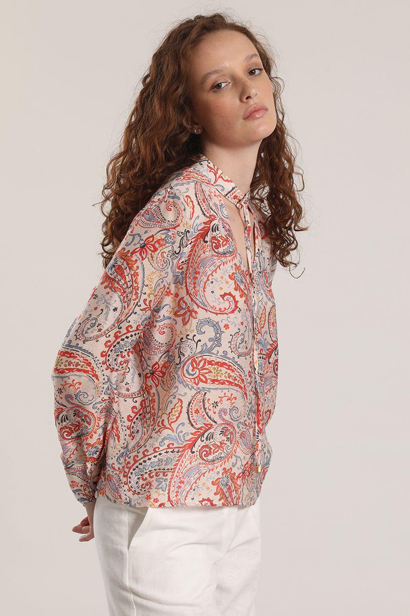 Blusa voile estampado Liola mujer rojo-3