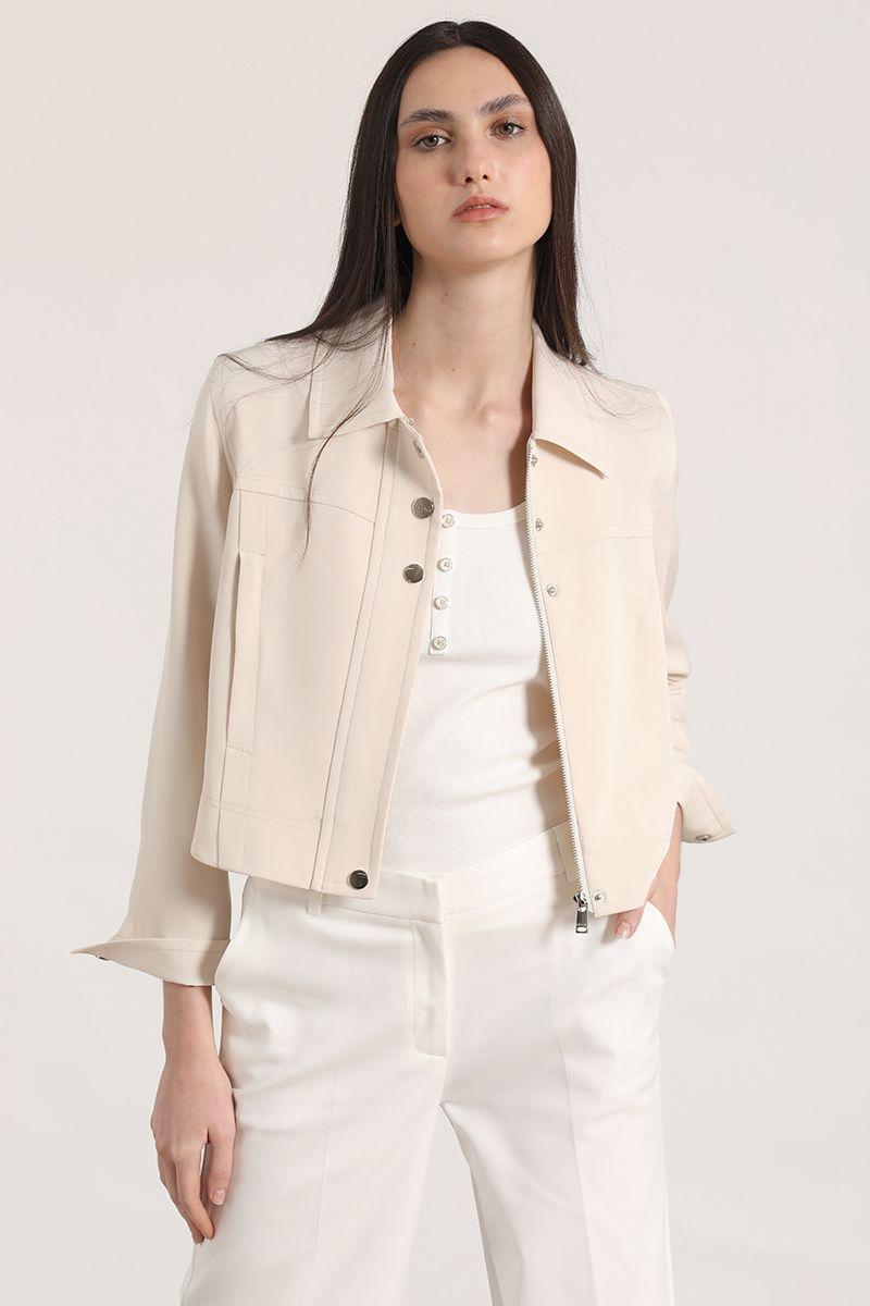 Chaqueta corta Liola mujer beige-0