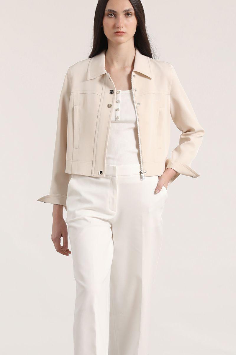 Chaqueta corta Liola mujer beige-3