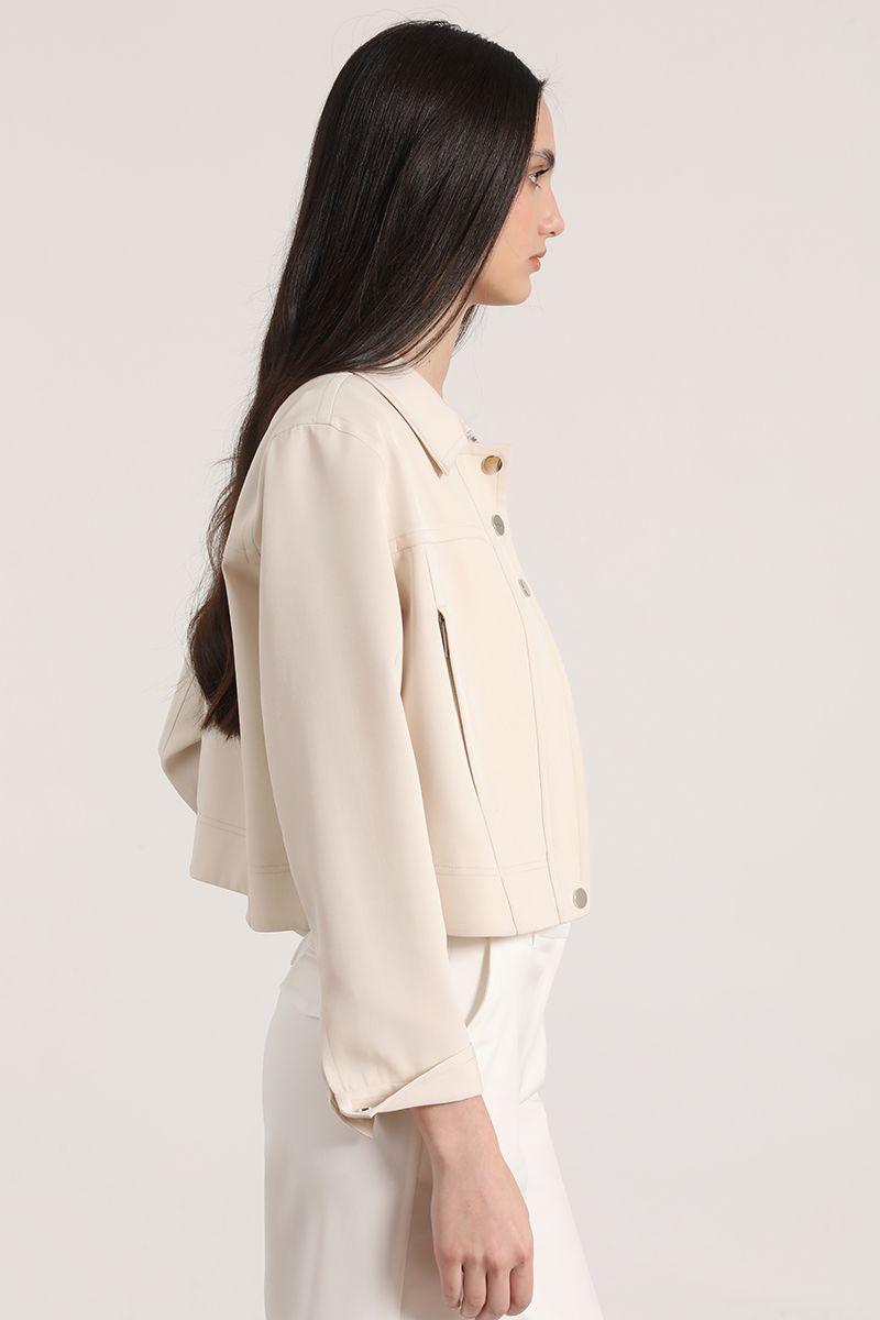 Chaqueta corta Liola mujer beige-4