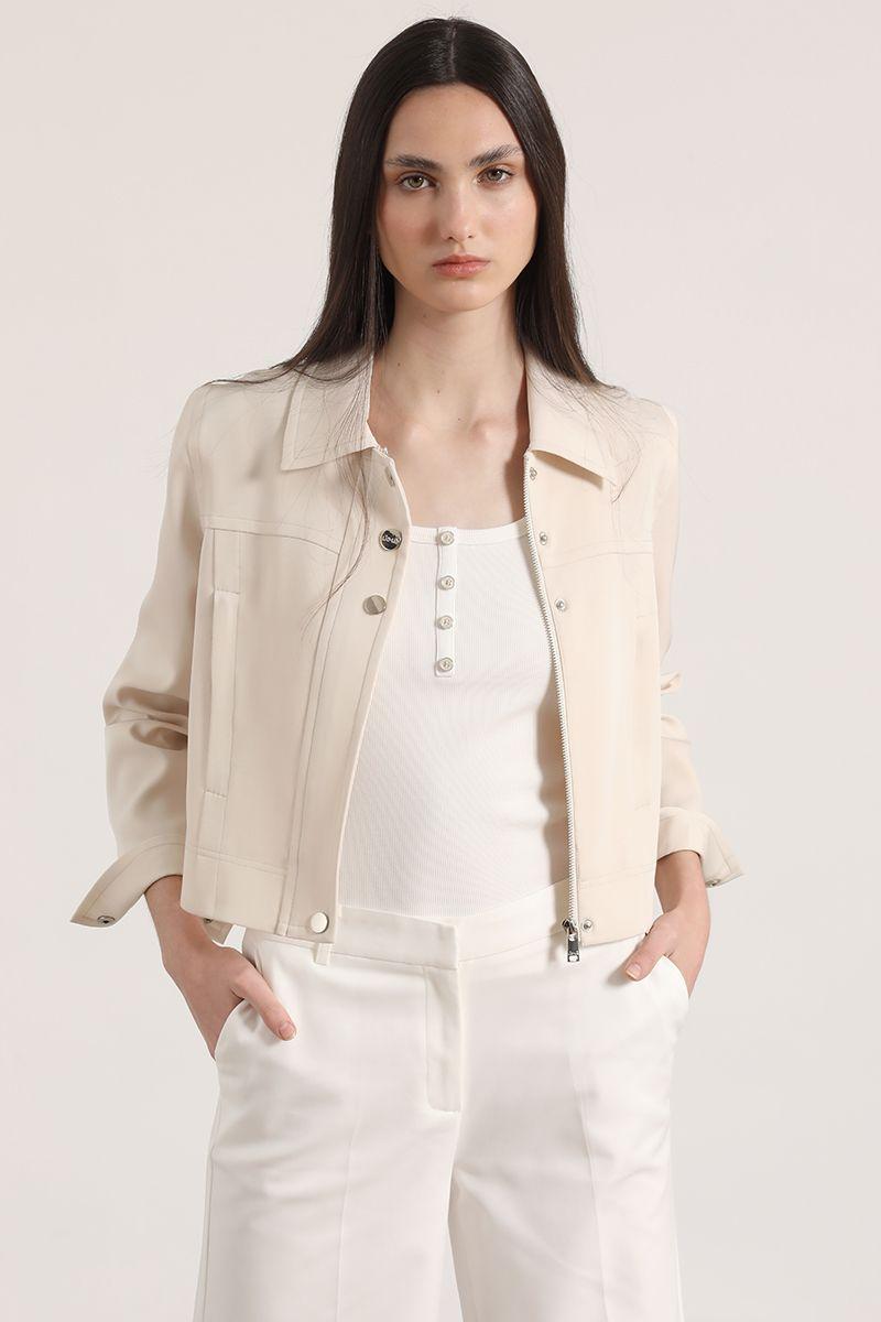 Chaqueta corta Liola mujer beige-5