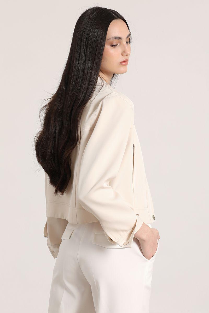 Chaqueta corta Liola mujer beige-7
