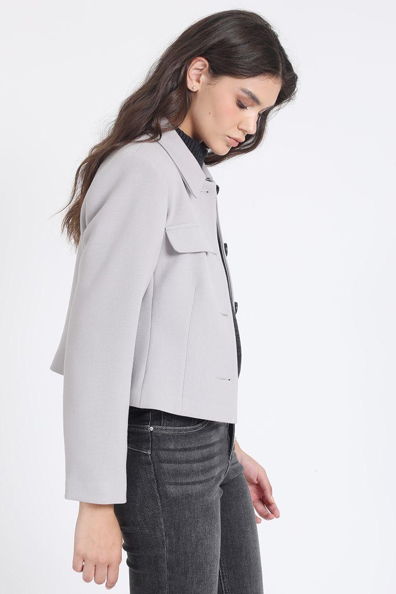 Chaqueta Crop Tapeta Decorativa, Gris Liola-3