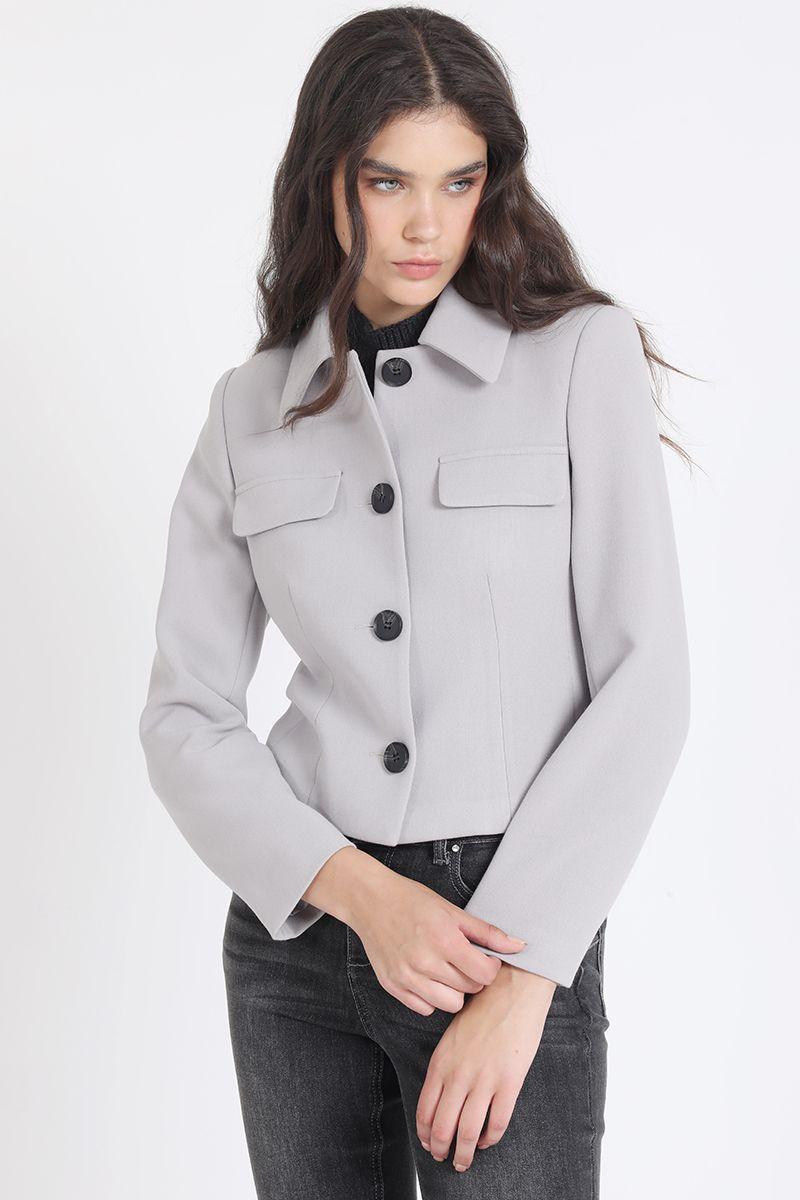 Chaqueta Crop Tapeta Decorativa, Gris Liola-4