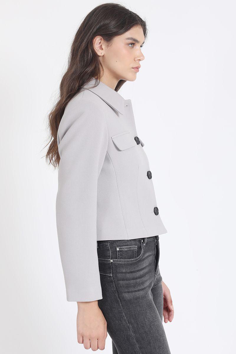 Chaqueta Crop Tapeta Decorativa, Gris Liola-5