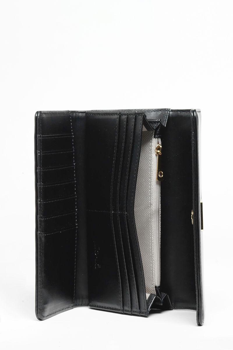 Billetera Efecto Cuero Liso, Inicial L, Negro Liola-3