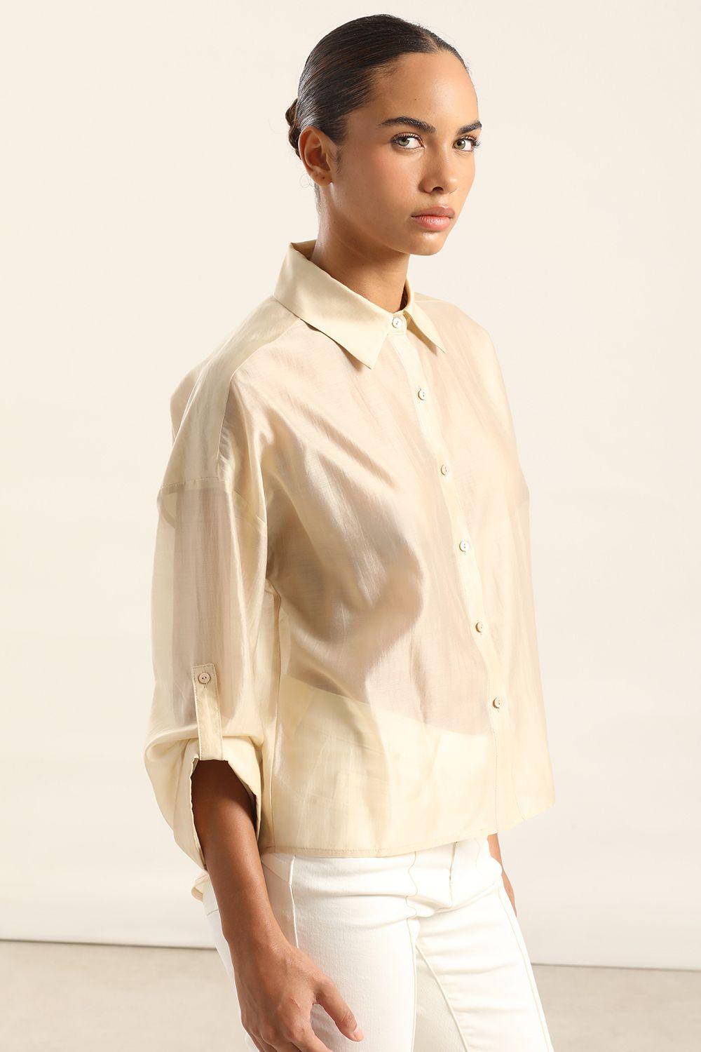 Blusa Semi Trasparente, Beige Liola-3