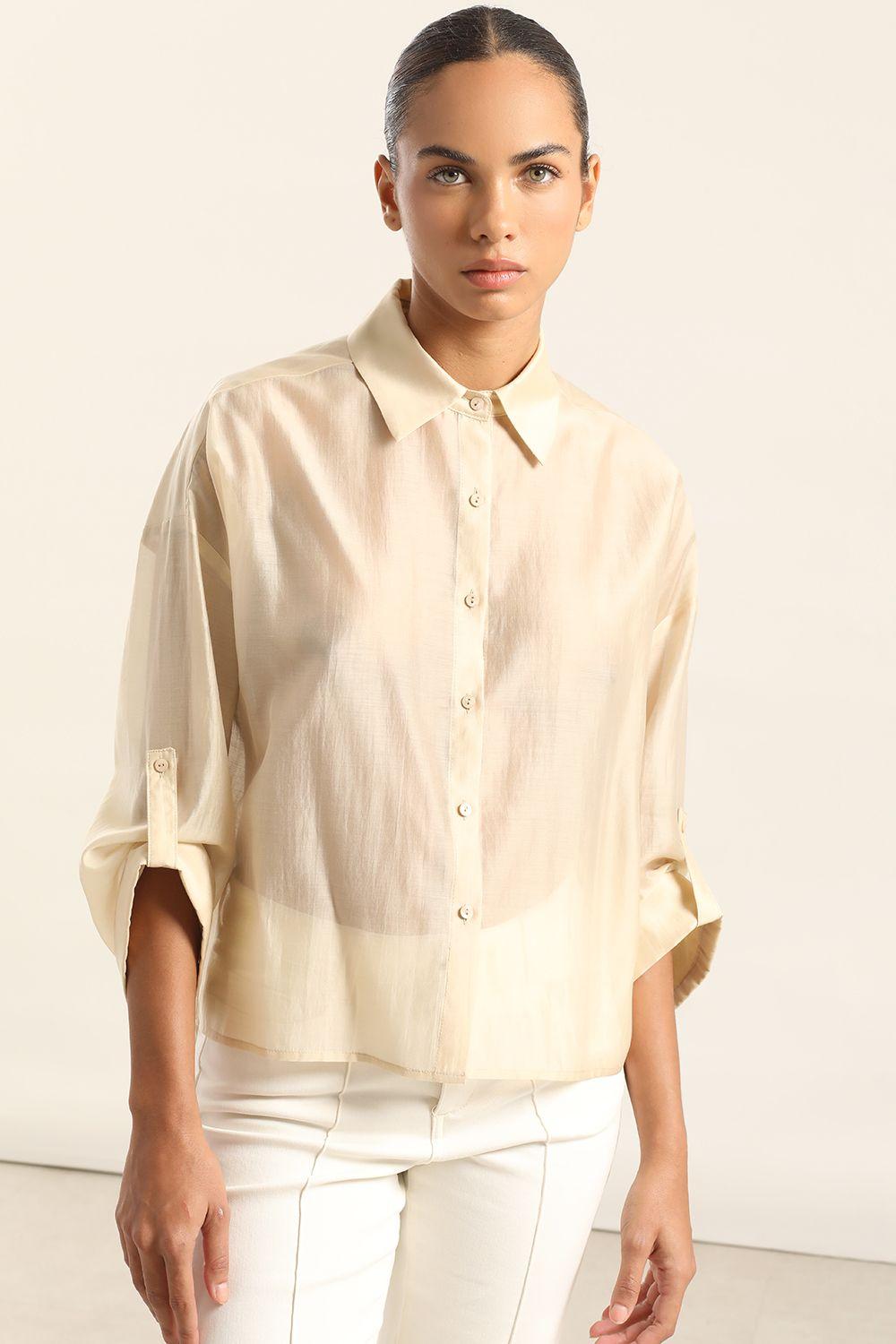 Blusa Semi Trasparente, Beige Liola-4