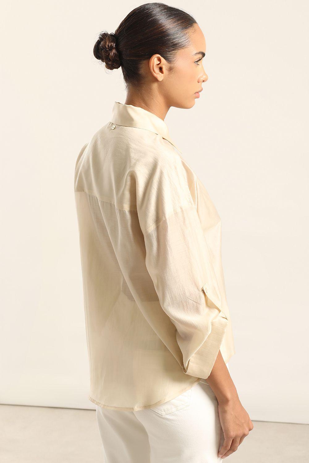 Blusa Semi Trasparente, Beige Liola-6