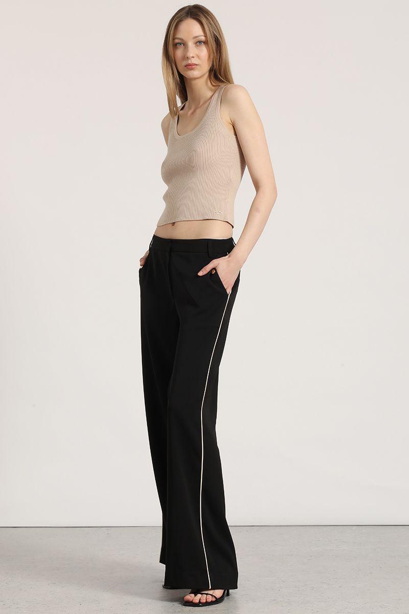 Pantalón ancho contraste liola mujer negro-0