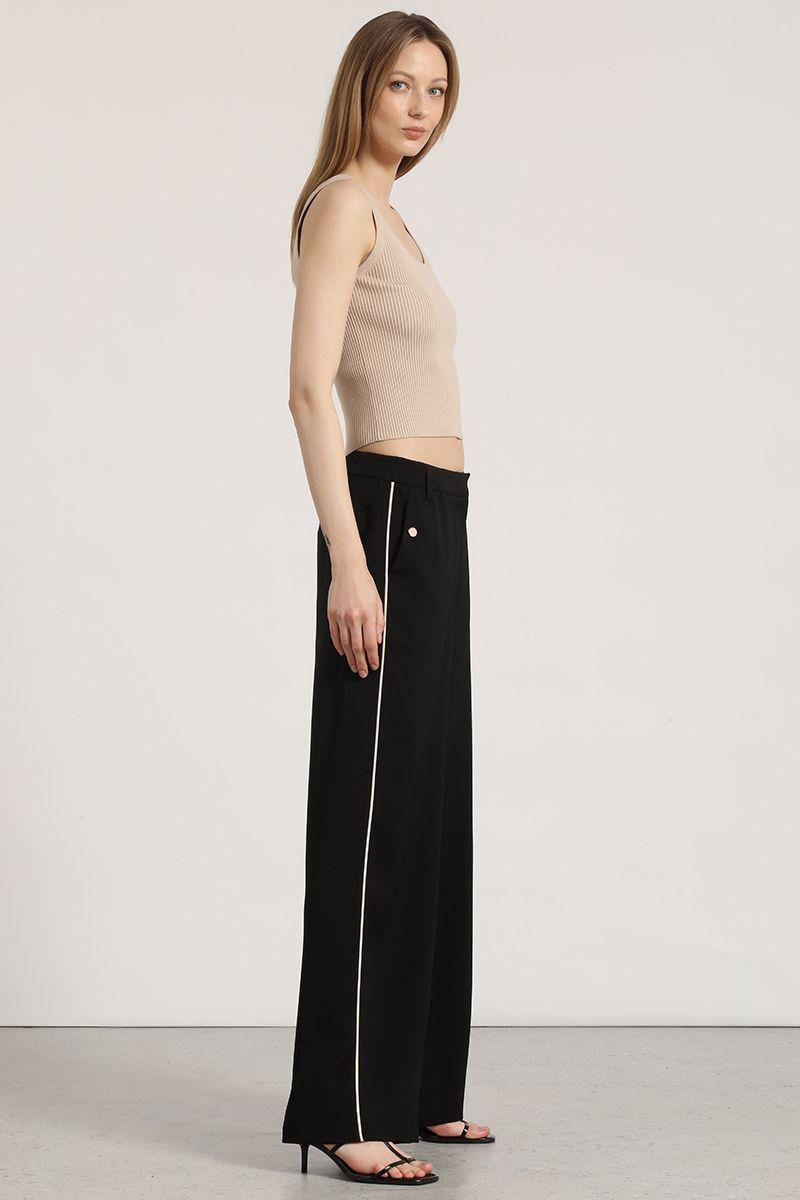 Pantalón ancho contraste liola mujer negro-1