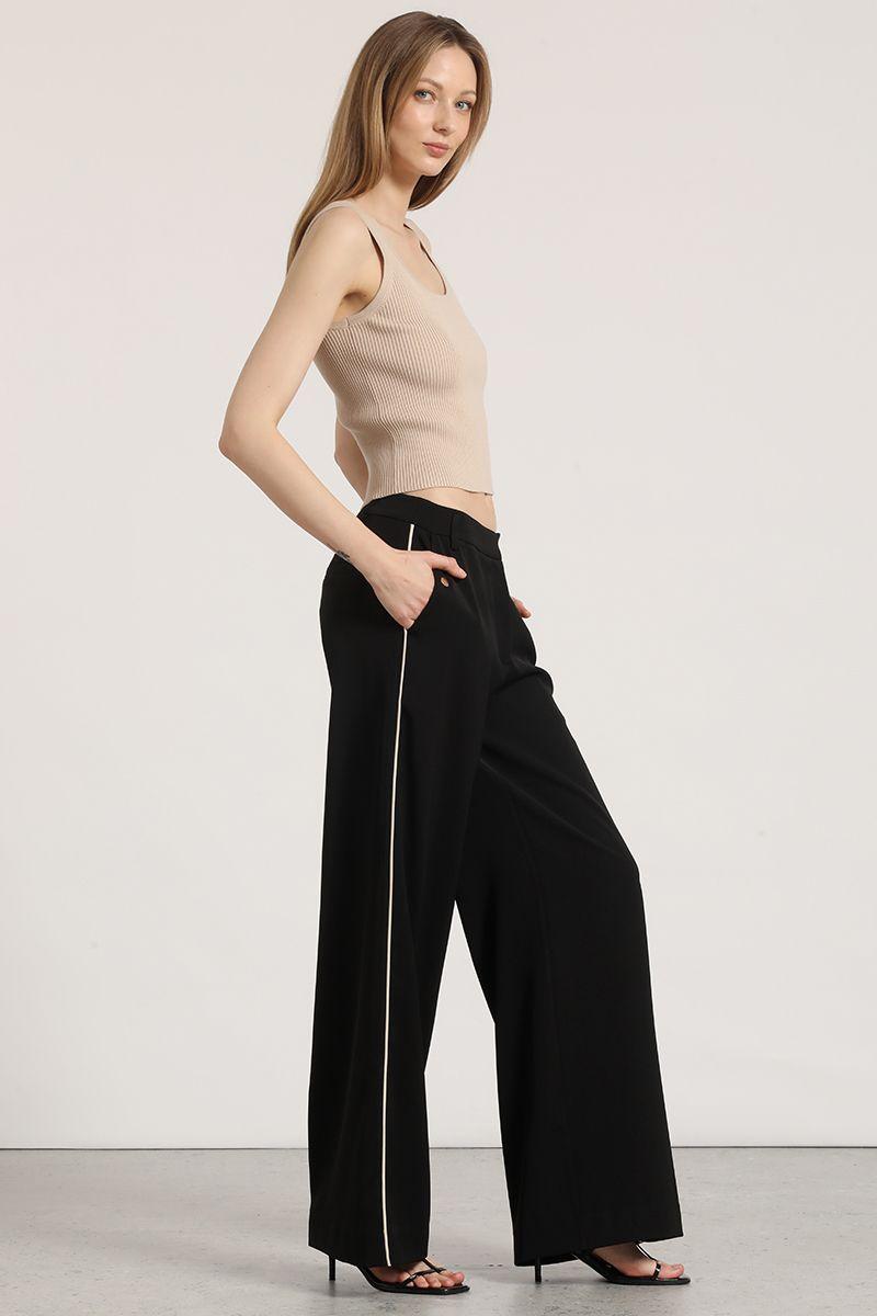 Pantalón ancho contraste liola mujer negro-2