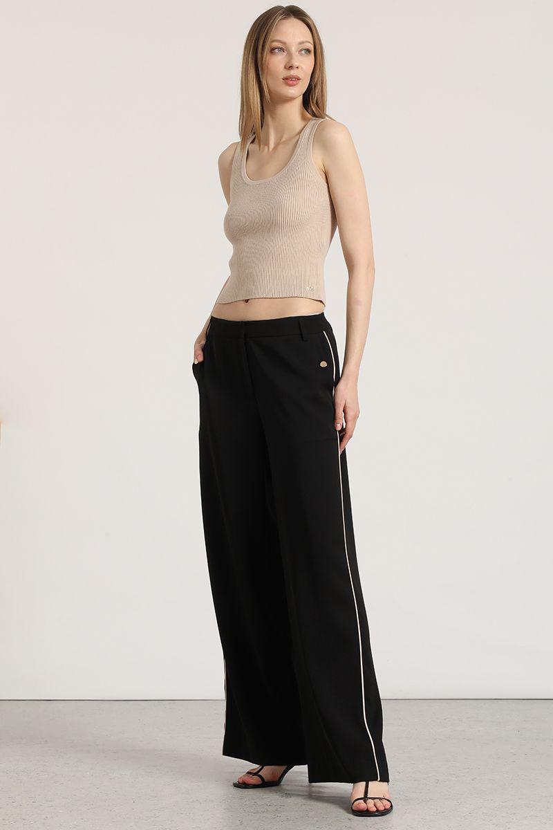 Pantalón ancho contraste liola mujer negro-4