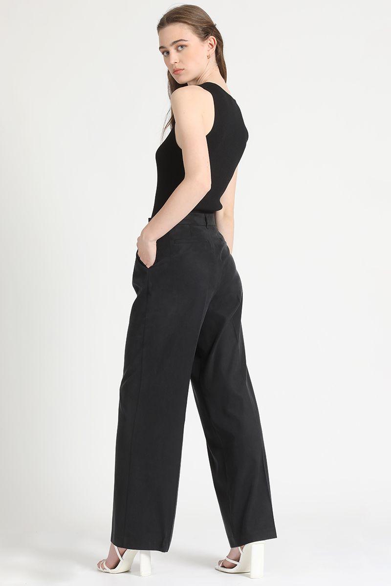 Pantalon Ancho Pinza Negro Liola-2