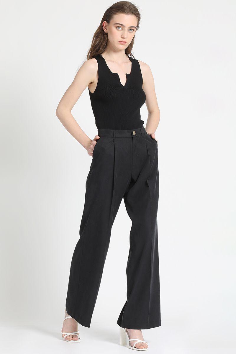 Pantalon Ancho Pinza Negro Liola-4