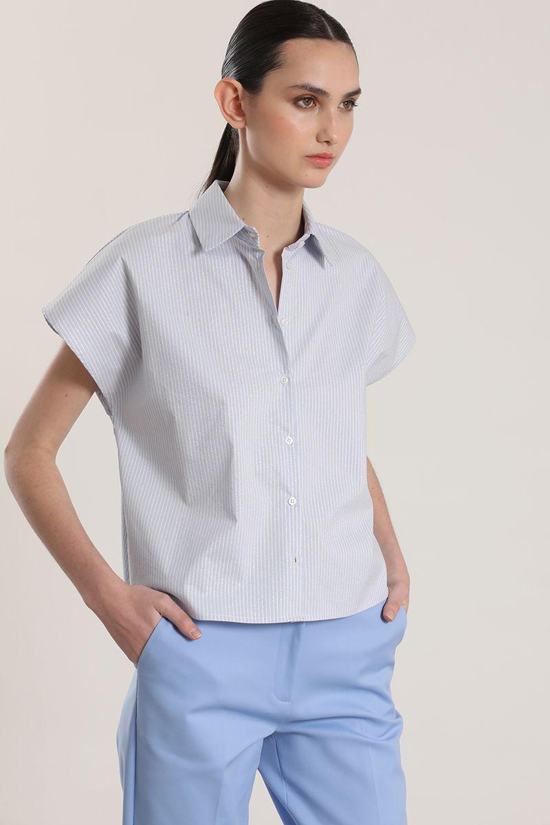 Blusa rayas metalizado liola mujer azul-2