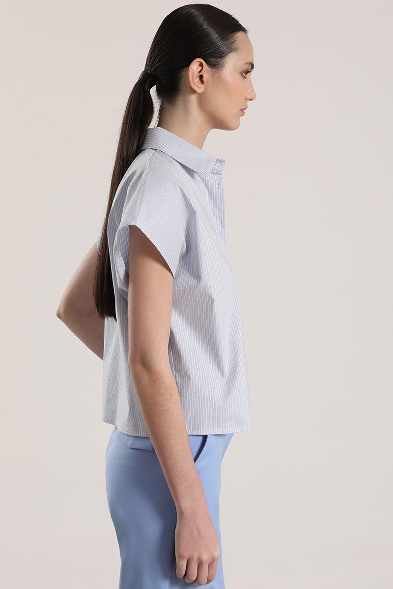 Blusa rayas metalizado liola mujer azul-3