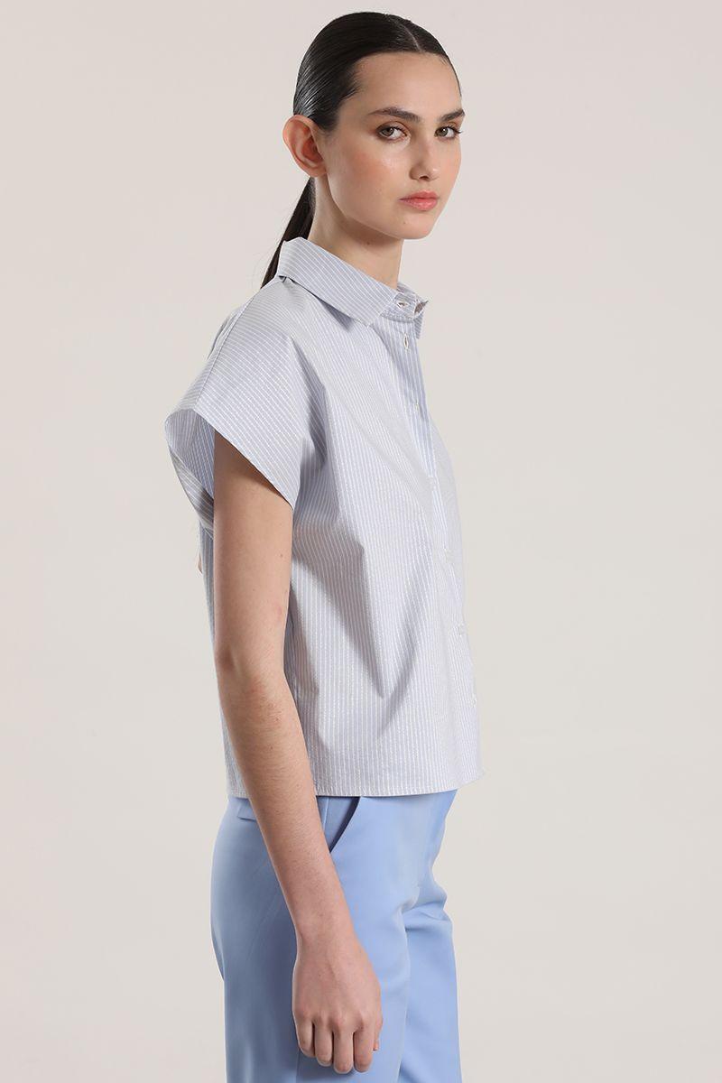 Blusa rayas metalizado liola mujer azul-4