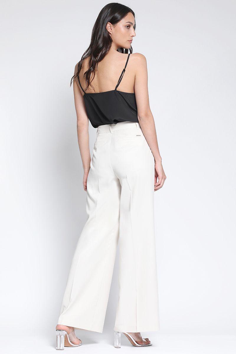 Pantalon Ancho Con Pinza, Mix Lyocell Beige Liola-3