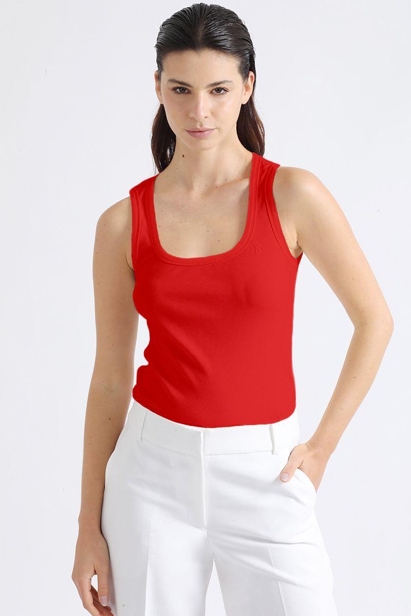 Polera Basica Ribb, Rojo Liola-0