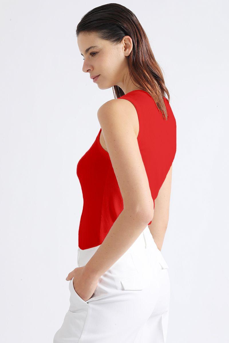 Polera Basica Ribb, Rojo Liola-2