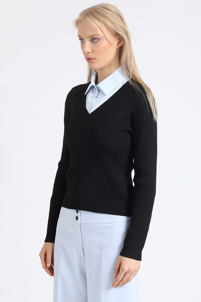 Sweater Basico Tejido Punto, Negro Liola-3