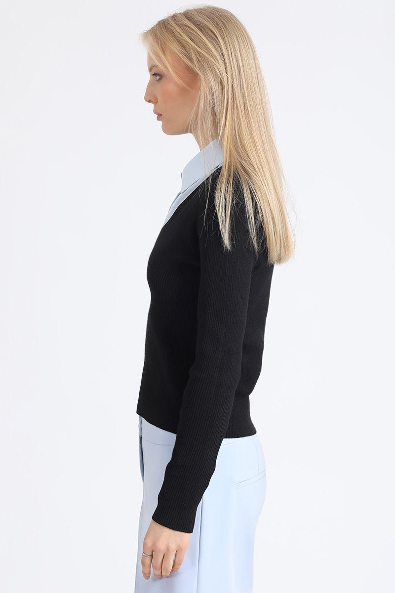 Sweater Basico Tejido Punto, Negro Liola-4