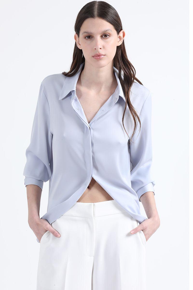Blusa Basica Satin Opaco, Celeste Liola-0