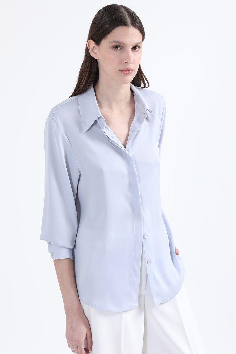 Blusa Basica Satin Opaco, Celeste Liola-4