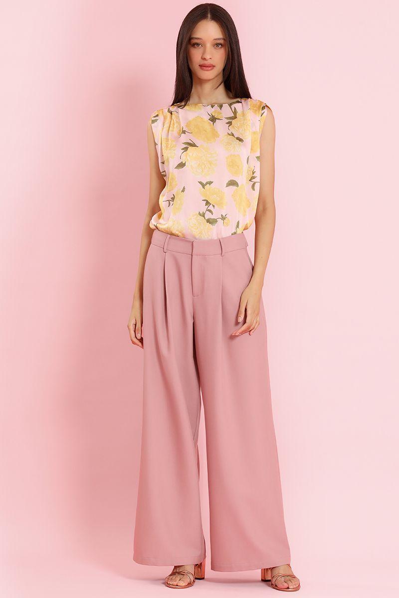 Top estampado, sin mangas, rosa Liola-1
