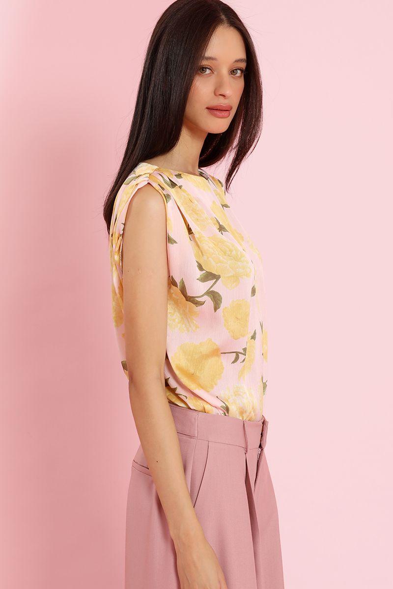 Top estampado, sin mangas, rosa Liola-5