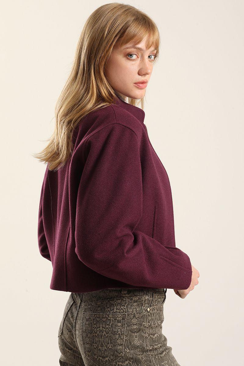 Chaqueta Bomber, Muflon Melange Ciruela Liola-2