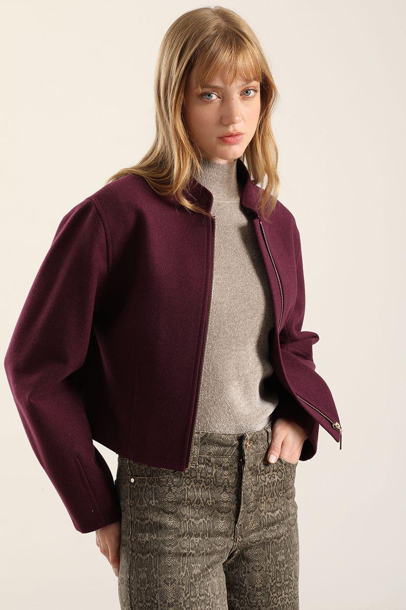 Chaqueta Bomber, Muflon Melange Ciruela Liola-3