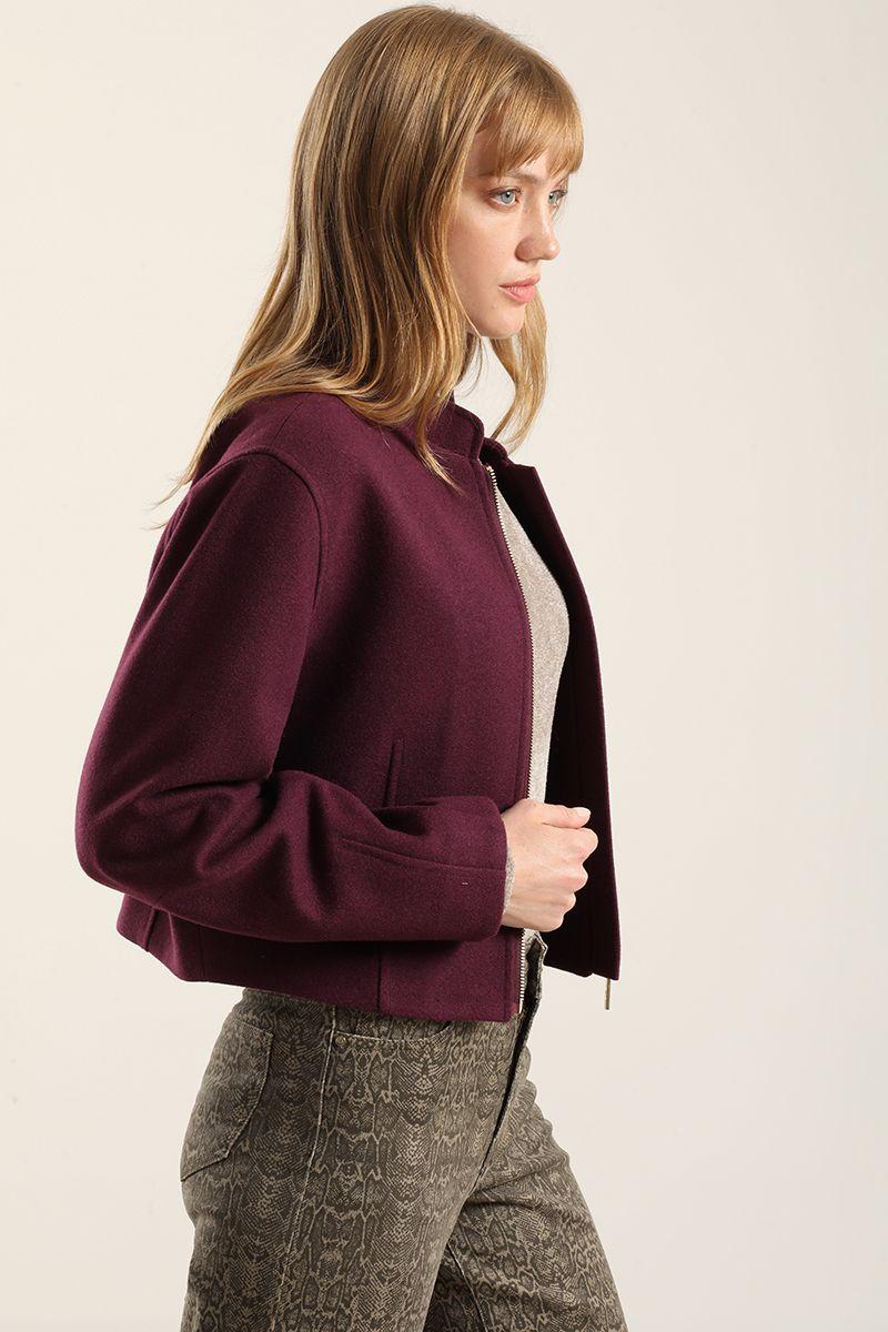 Chaqueta Bomber, Muflon Melange Ciruela Liola-5