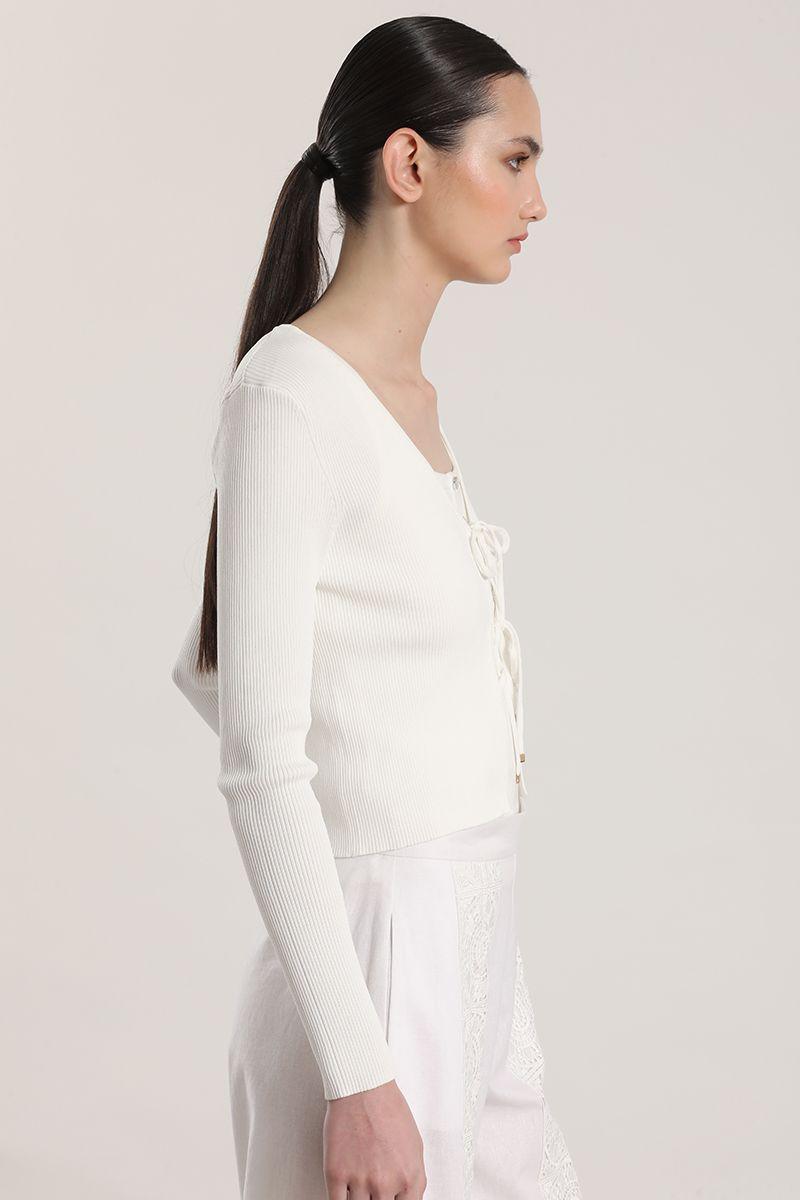 Cardigan con amarras Liola mujer crudo-5
