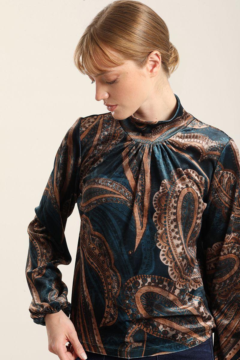 Top velvet estampado, azul Liola-1